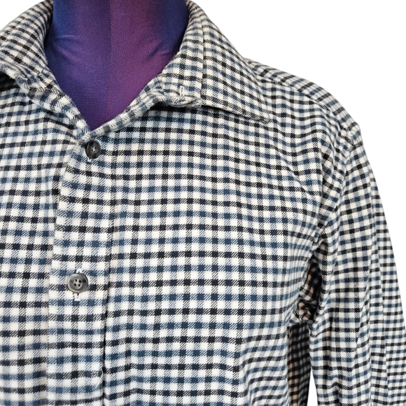 Untuckit Slim‎ Fit Blue & White Flannel Shirt Button Down Shirt Size Small K50 - Picture 3 of 10